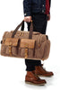 Canvas Duffle Bag Oversized Genuine Leather Weekend Bags for Men and Women