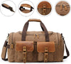 Canvas Duffle Bag Oversized Genuine Leather Weekend Bags for Men and Women
