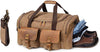 Canvas Duffle Bag Oversized Genuine Leather Weekend Bags for Men and Women